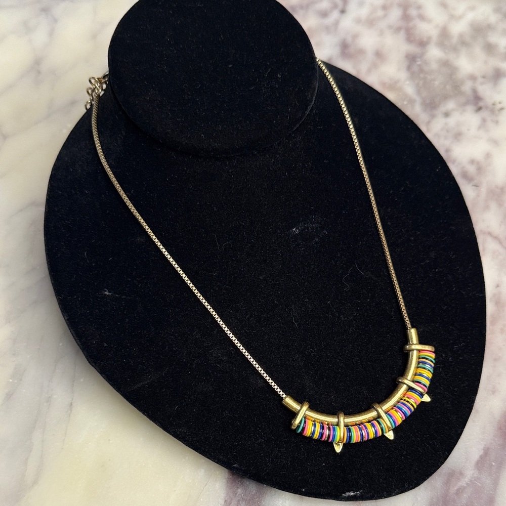 Stella & Dot Rainbow Disc Bead Gold-Tone Necklace